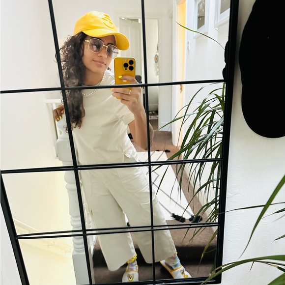 TELFAR • Yellow Logo Embossed Faux Leather Hat - Picture 4 of 15